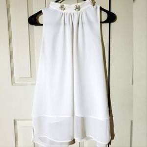 Zara Halter Neck White Chiffon Top